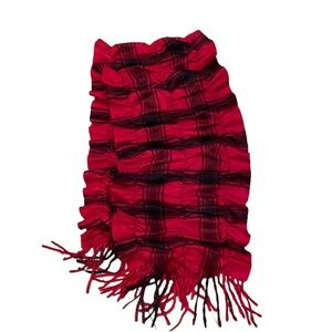 Talbots Red Plaid Cashmere Ruched Scarf